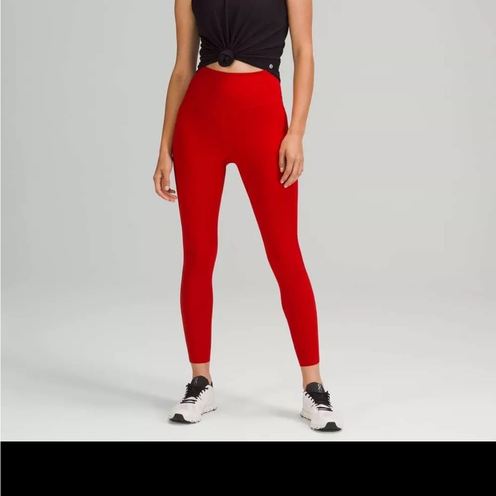 Lululemon Base Pace High Rise Red Tights: OTF Orange Theory Logo (NWT)